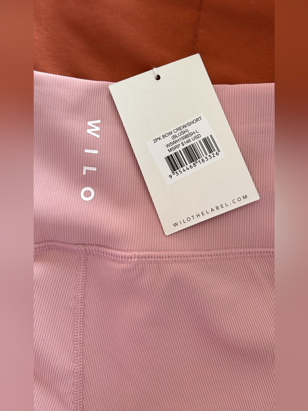 WIL O Blush Pink Athletic Crewshorts — High-Rise Ribbed Fit